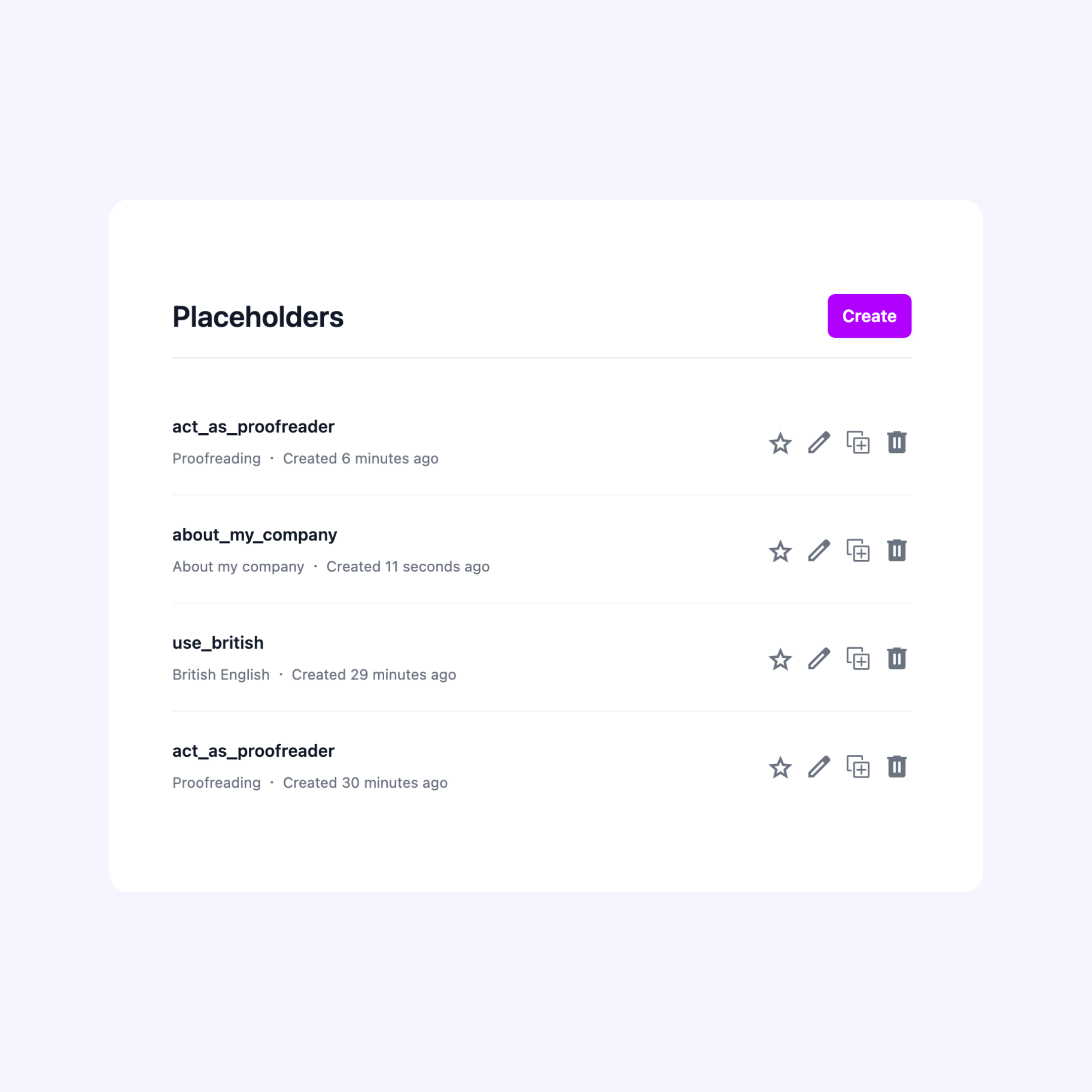 Placeholder templates